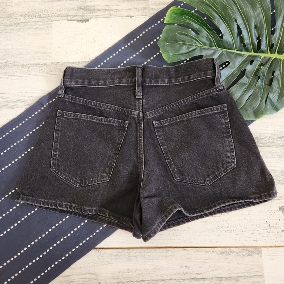 Madewell The Momjean Short Short Black Wash Denim Jean NWT Size 25 - Picture 2 of 6